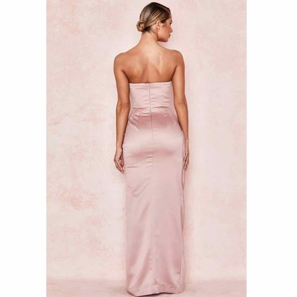 House of CB Dresses House Of Cb Adrienne Blush Satin Strapless Gown
